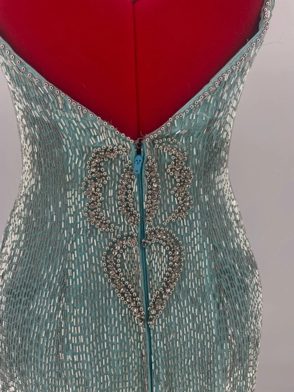 Temptations Sherri Hill Aqua Blue Heavily Beaded Mini Cocktail / Pageant Dress - Picture 14 of 17